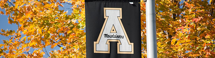 Appalachian Mountaineers flag in autumn