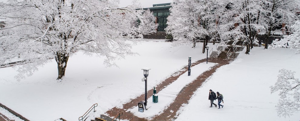 snowing in Boone and campus