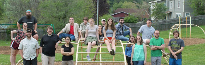 graduate students on a playground