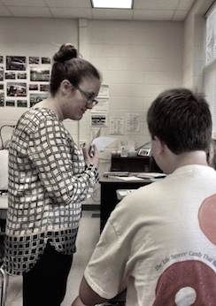 Taylore Williams ('16) works with students at Reagan HS (Winton-Salem/Forsyth Co. Schools)